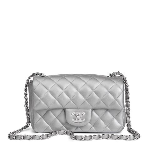 chanel mini lambskin silver|chanel mini flap bag.